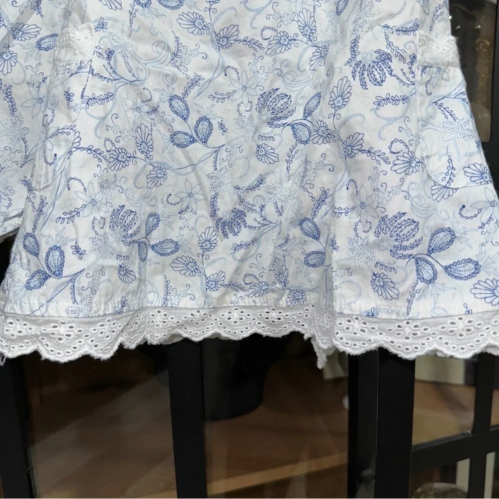 Lullaby Club diaper set baby girl toile print floral bows ruffles eyelet dress